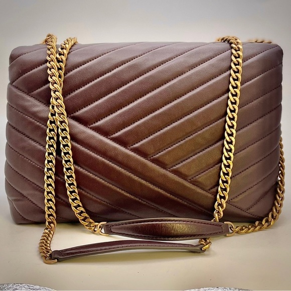 Tory Burch | Chain, Chevron Pattern, Leather, Kira, Logo, Color: Tempranillo - Picture 12 of 12
